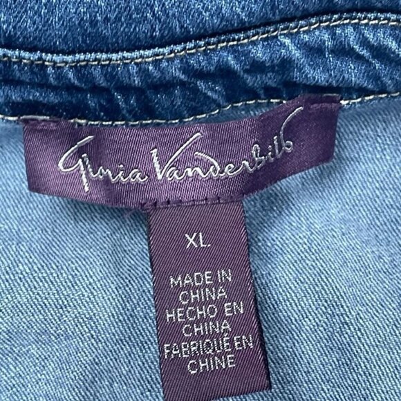 Gloria Vanderbilt Womens Denim Button-Up Shirt XL Casual Loose Fit d0630 - Picture 2 of 8